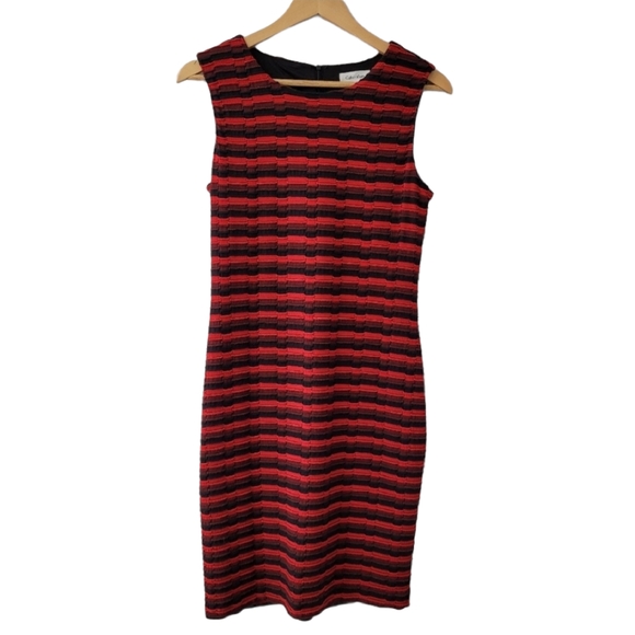 Red & Black Rag Cut Stripe Tank Dress Size 6 Soft - Picture 1 of 7